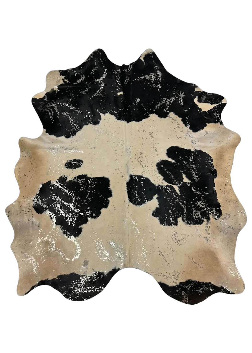 Luma Metallic Silver Cowhide Rug 8'1" L X 6'6" W