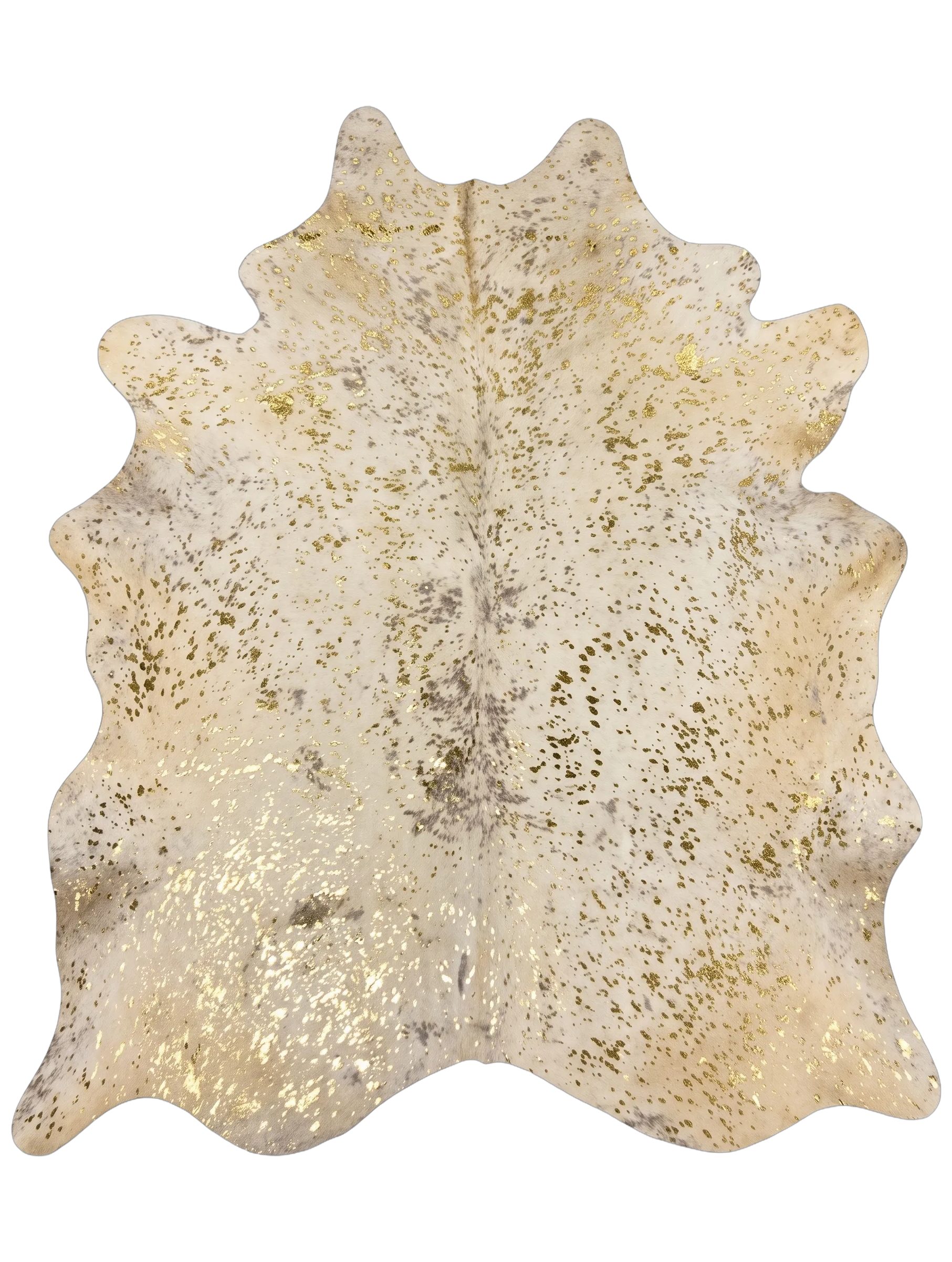 Luma Metallic Gold Cowhide Rug 7'6" L X 6'8" W